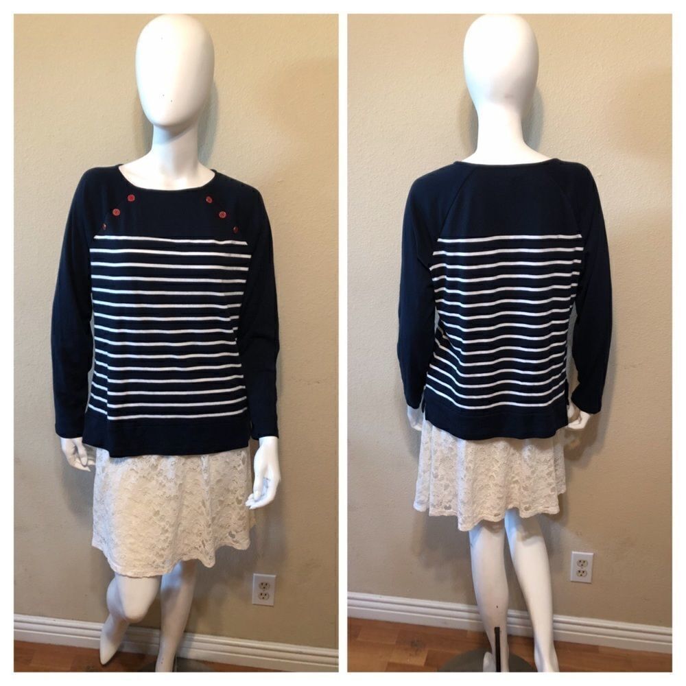 Nautica Stripe Long Sleeve Top Size Extra Large